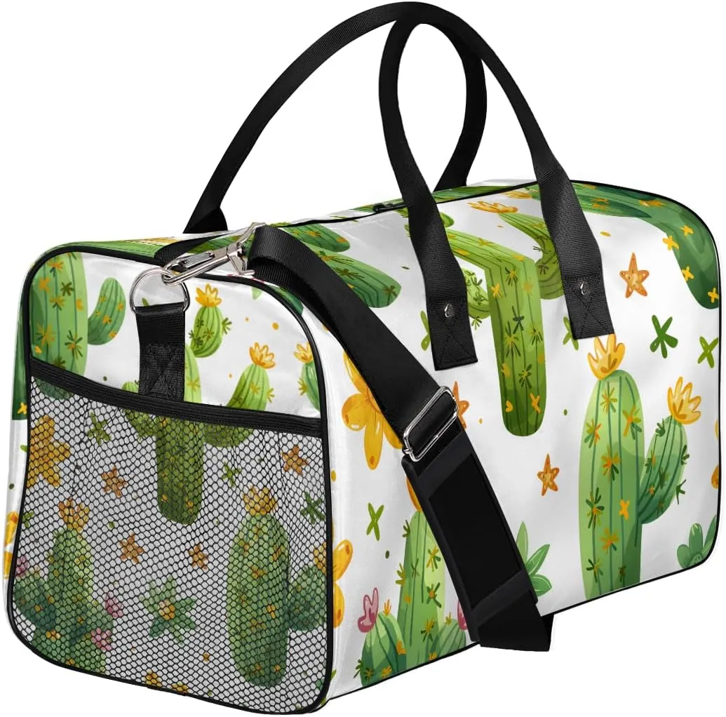 Overnight Sports Gym Plant outcome reappear Tropical Cactus Travel Duffle Bag for Women Men Foldable Waterproof Weekender Bag Carry on Tote for 