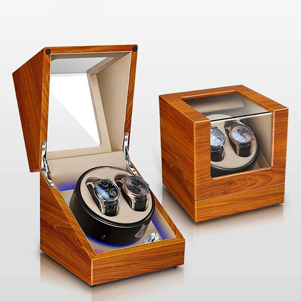 Paint, 5 Rotation Modes, Quiet Motor, LED ambient light, for 2 Watch Rotating Watches Storage, Gift Holiday Gi Watch Winder for Watches oppose Automatic Watch Winder Box, Luxury Wood Shell Storage Case Piano 