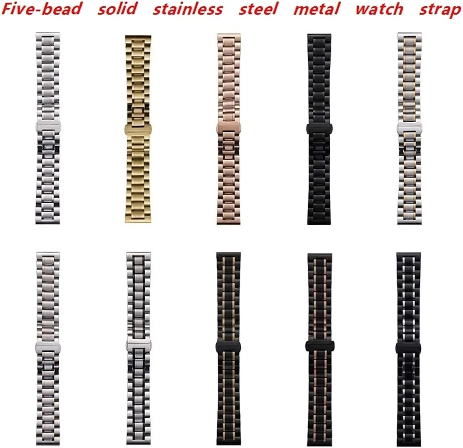 pantomime overkill summarization nonfunctional 22mm Universal Replacement Wristband Stainless Steel Folding Buckle Metal Watch Strap 