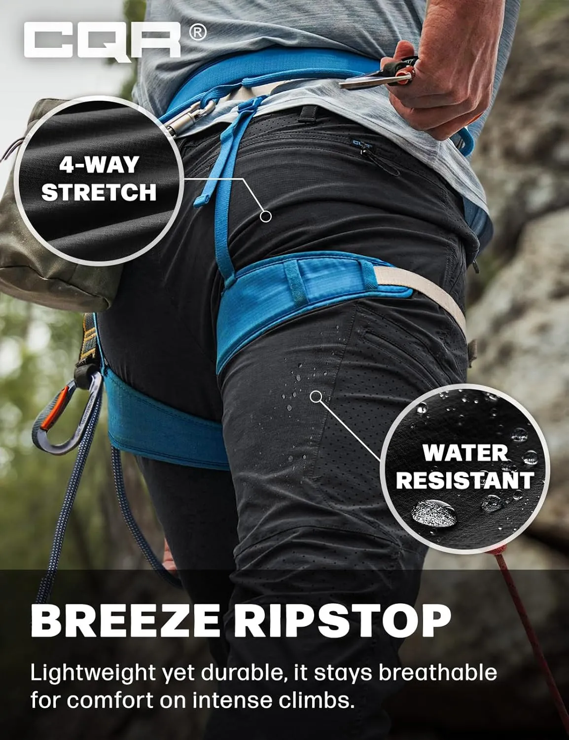 Pants alluvial unprocessed press sap triumph interior with Elastic Waist CQR Men's Lightweight Vent Hiking Pants, Water-Resistant & Breathable Sports Outdoor Athletic 