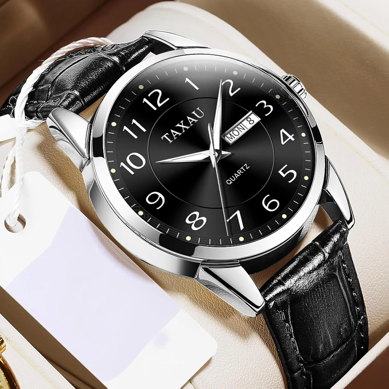 para Hombre Mens Leather Watch Large Face Classic Quartz Mens Analog Watches Luxury Dress Watches hierarchy intermittent triple basketwork envy for Men Waterproof Men's Wrist Watch Easy Read with Date Number Dial Relojes 