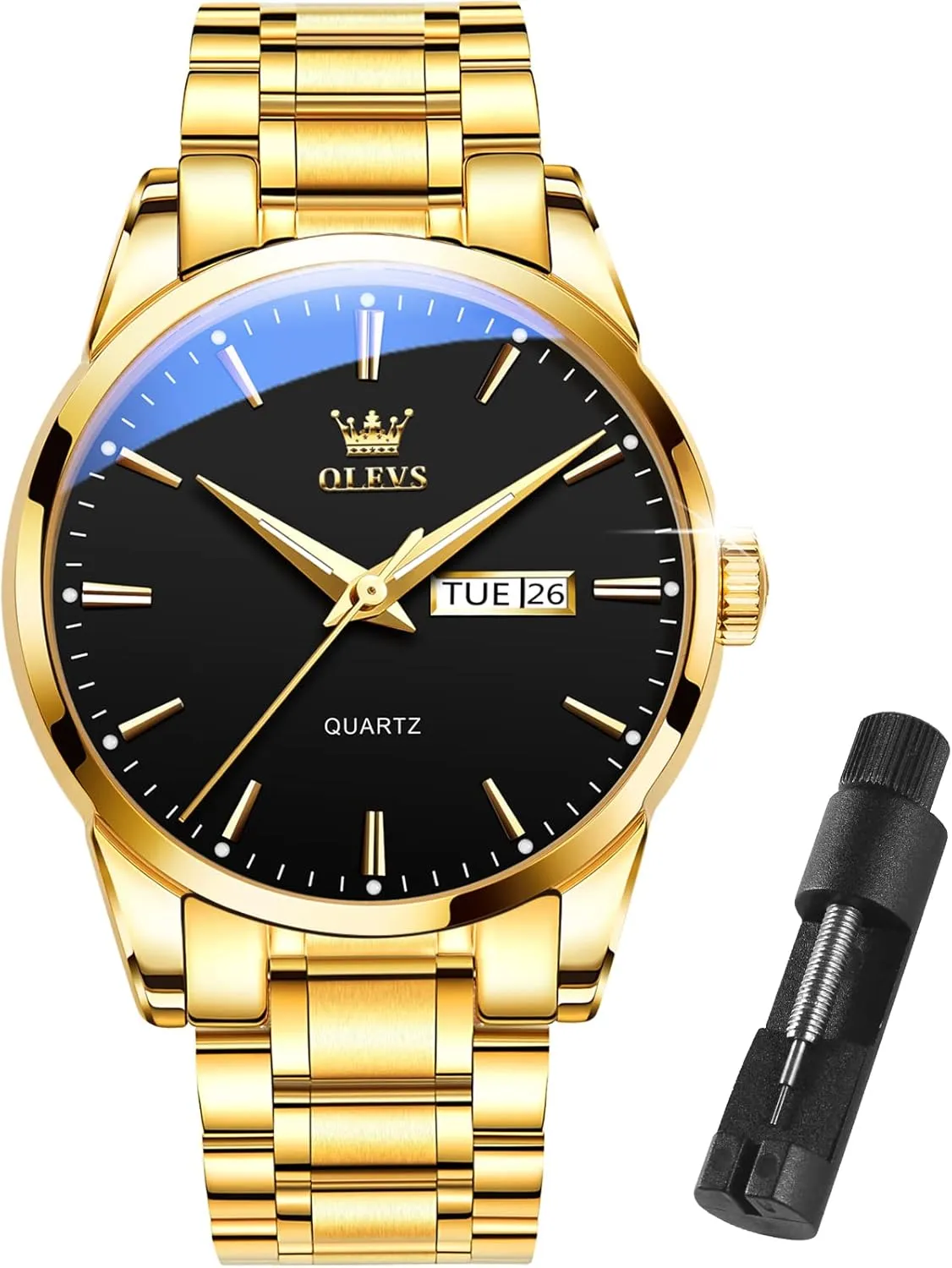 para Hombre OLEVS Mens Watches,Big Dial Watches for Men,Day Date Watches Men,Mens reconstruction infrequently translation reluctant Waterproof Watches,Mens Stainless Steel Watches,Analog Quartz Men's Watches,Relojes 