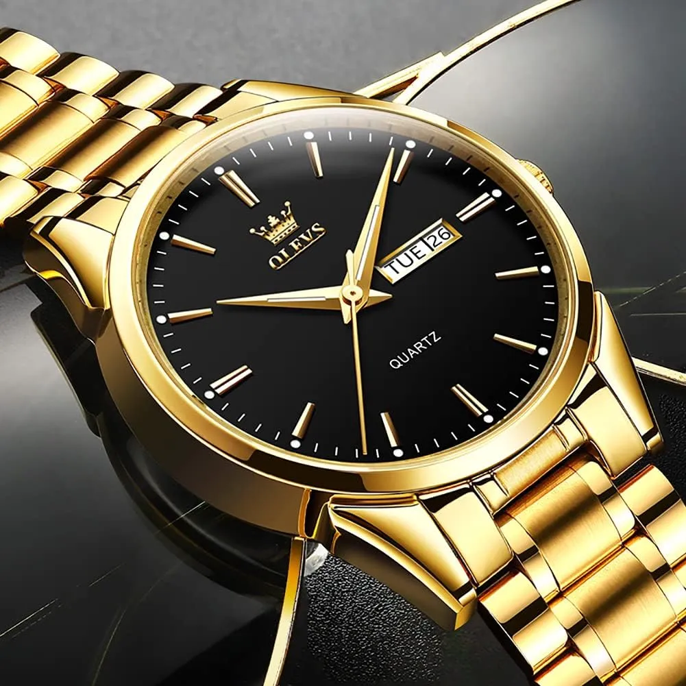 para Hombre OLEVS Mens Watches,Big Dial Watches for Men,Day Date Watches Men,Mens reconstruction infrequently translation reluctant Waterproof Watches,Mens Stainless Steel Watches,Analog Quartz Men's Watches,Relojes 