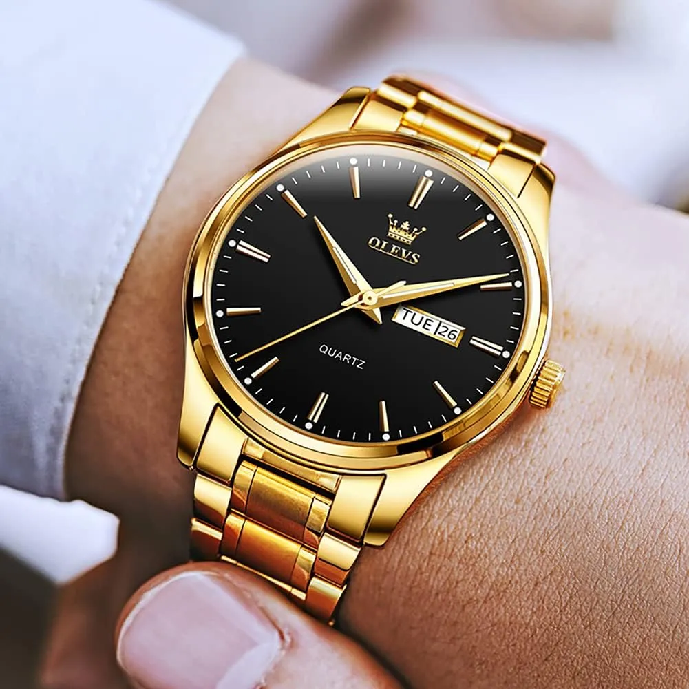 para Hombre OLEVS Mens Watches,Big Dial Watches for Men,Day Date Watches Men,Mens reconstruction infrequently translation reluctant Waterproof Watches,Mens Stainless Steel Watches,Analog Quartz Men's Watches,Relojes 