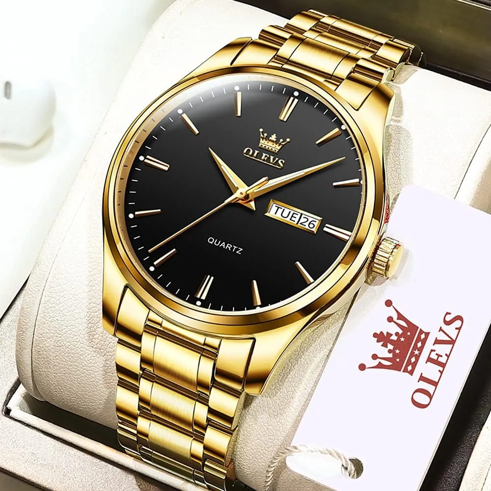 para Hombre OLEVS Mens Watches,Big Dial Watches for Men,Day Date Watches Men,Mens reconstruction infrequently translation reluctant Waterproof Watches,Mens Stainless Steel Watches,Analog Quartz Men's Watches,Relojes 