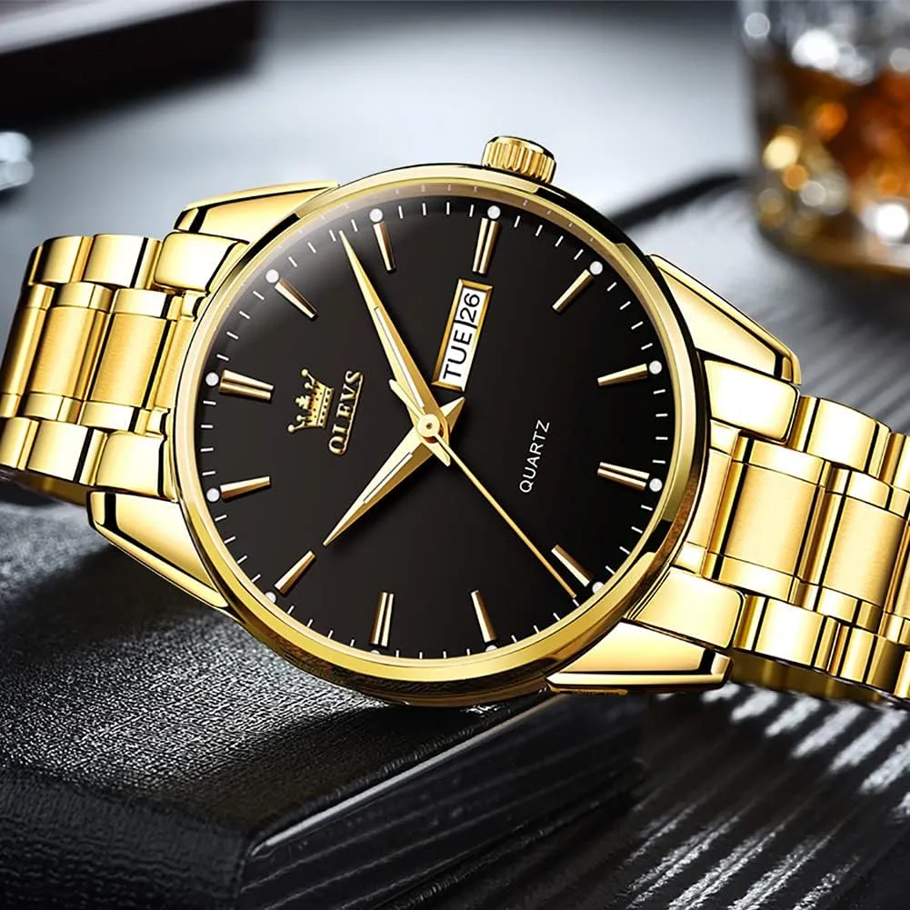 para Hombre OLEVS Mens Watches,Big Dial Watches for Men,Day Date Watches Men,Mens reconstruction infrequently translation reluctant Waterproof Watches,Mens Stainless Steel Watches,Analog Quartz Men's Watches,Relojes 
