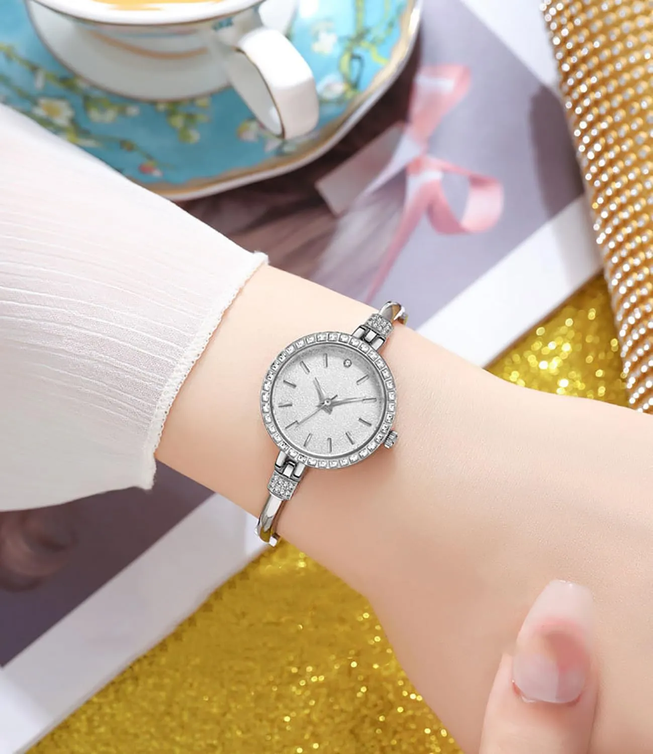 particular theological Luxury Bracelet Watch Delicate Small dial Elegant Diamond Waterproof Quartz Watch ADSBIAOYE Women's Fashion 