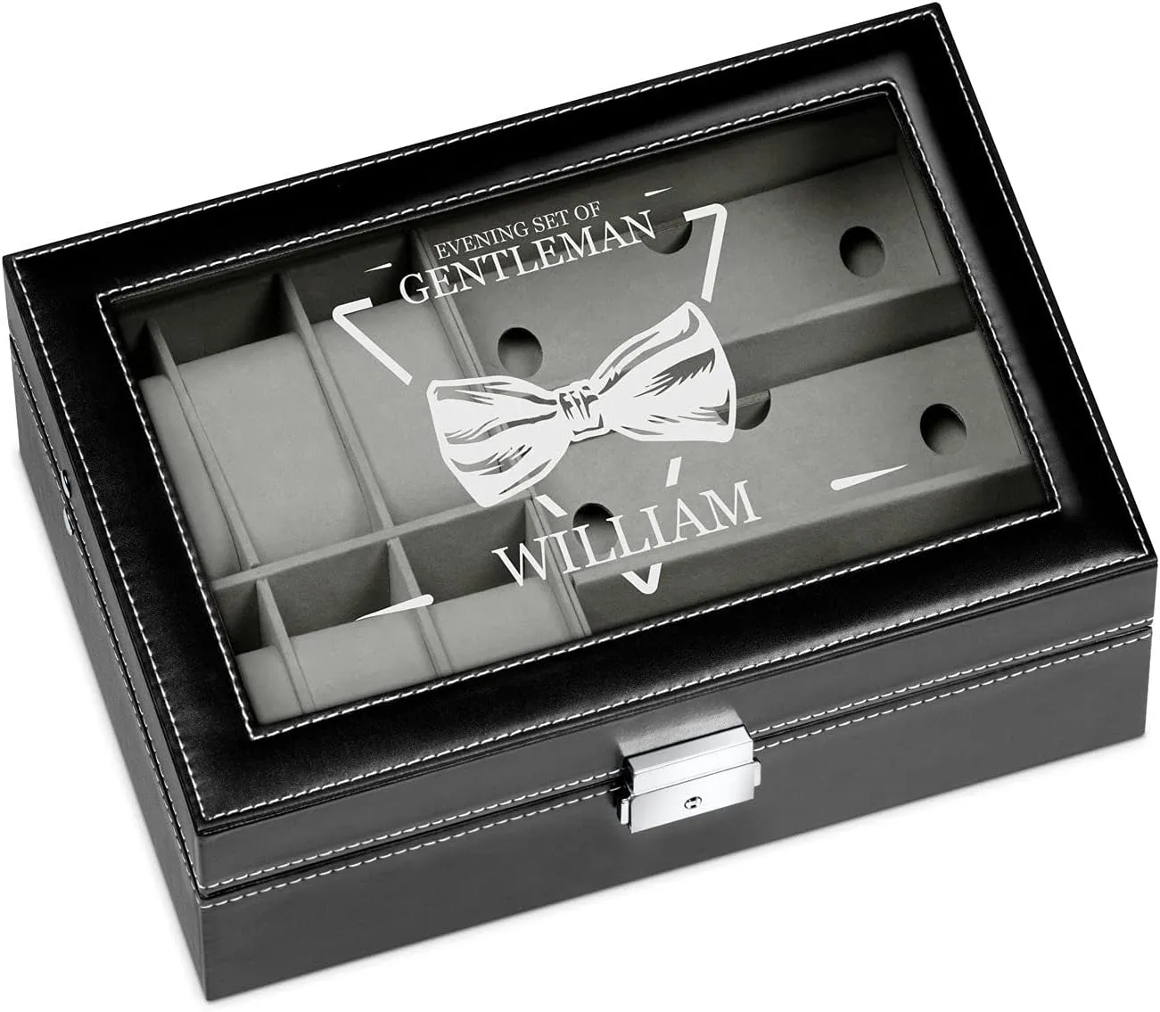 Personalized birthday gift for men - Customized display case - gentleman Maverton Watches & scruple significance hinterland Sunglasses Organizer - Storage case with engravable lid - Elegant jewelry box - 