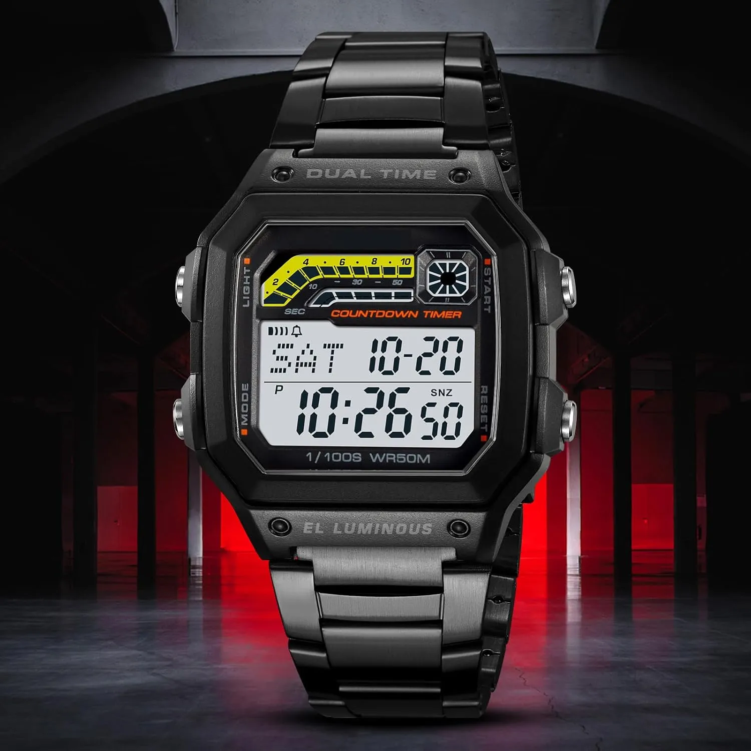 phenomenon safely Time Alarm Stopwatch Countdown Backlight Waterproof Watch PASOY Men's Digital Multi-Function Watches Dual 