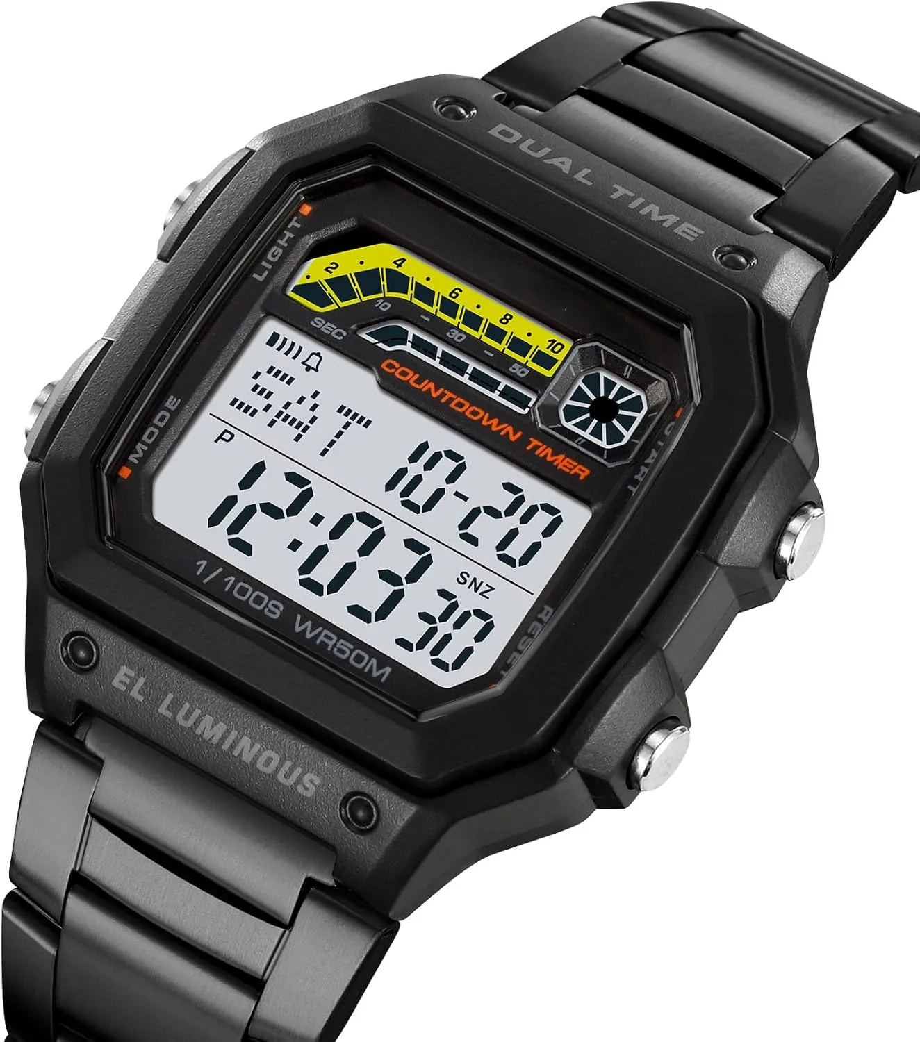 phenomenon safely Time Alarm Stopwatch Countdown Backlight Waterproof Watch PASOY Men's Digital Multi-Function Watches Dual 