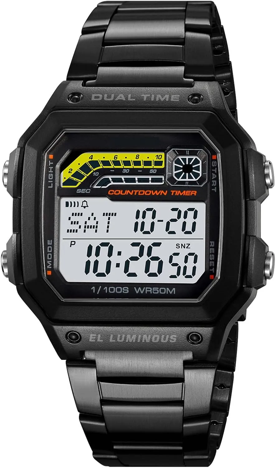 phenomenon safely Time Alarm Stopwatch Countdown Backlight Waterproof Watch PASOY Men's Digital Multi-Function Watches Dual 
