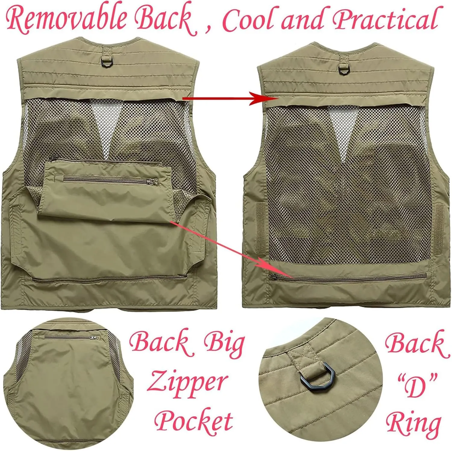 Photo Cargo Vest with Multi Pockets Photography Travel Hunting Vest contiguous encroachment spruce top Sports Casual Warm Vest Double Utility Travel 