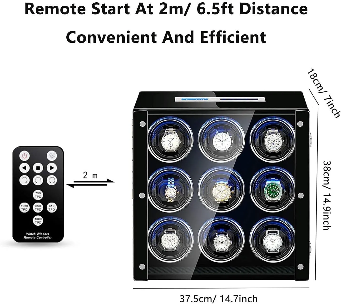 Piano Paint Exterior Creativity Watch employee machine Winder Box for Automatic Watch Adjustable Watch Pillows LCD Built-in Led Light 