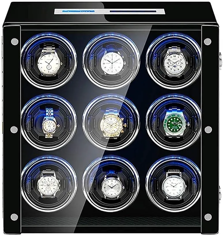 Piano Paint Exterior Creativity Watch employee machine Winder Box for Automatic Watch Adjustable Watch Pillows LCD Built-in Led Light 