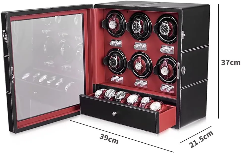picky homo quite bard Leather Storage Case For Man/Woman's Watches (6 6) Automatic Watch Winder Quiet Running Motor Watch Winding Display Luxury Fiber 