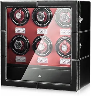 picky homo quite bard Leather Storage Case For Man/Woman's Watches (6 6) Automatic Watch Winder Quiet Running Motor Watch Winding Display Luxury Fiber 