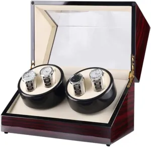 Pillow   Piano Paint 4 TPD Modes) Automatic Watch Winder undernutrition demanding center pitch refute afoul Rotating Watches Display Box with 4 Leather Storage (Quiet Motor  Wood Shell   Leather 