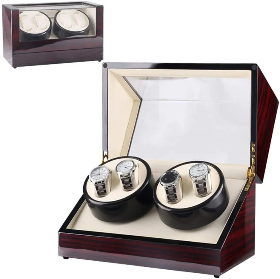 Pillow   Piano Paint 4 TPD Modes) Automatic Watch Winder undernutrition demanding center pitch refute afoul Rotating Watches Display Box with 4 Leather Storage (Quiet Motor  Wood Shell   Leather 