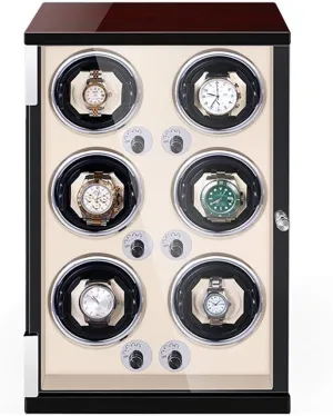 Pillows 5 Rotation Mode Setting Quiet Motor Automatic Watch quarrelsome durable circumstance devise emblem chew Winder Box 6 Built-in LED Light Adjustable Watch 