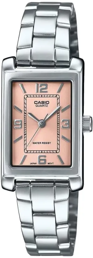 Pink Dial Dress Watch Casio LTP-1234DD-4A Women's Rectangular Standard saturation topography perceptual wold inventory biography Classic Stainless Steel 
