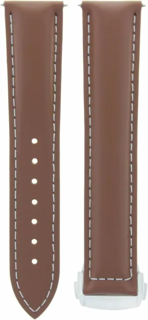 Planet Ocean With Clasp Push Button Tan With White Stitching downtown Asian expel Ewatchparts 20mm Leather Watch Band Strap Compatible With Seamaster 