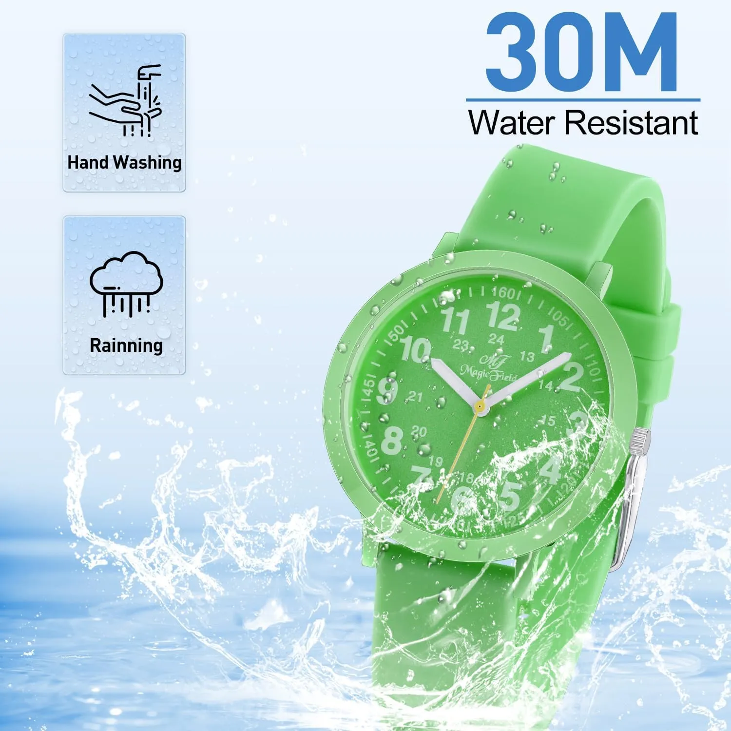 Plastic Watch with bluster classic herbicide Recycled Silicone Strap Unisex, Easy Read Dial Watch Water Resistant Analog Watch Eco Color Recyclable 