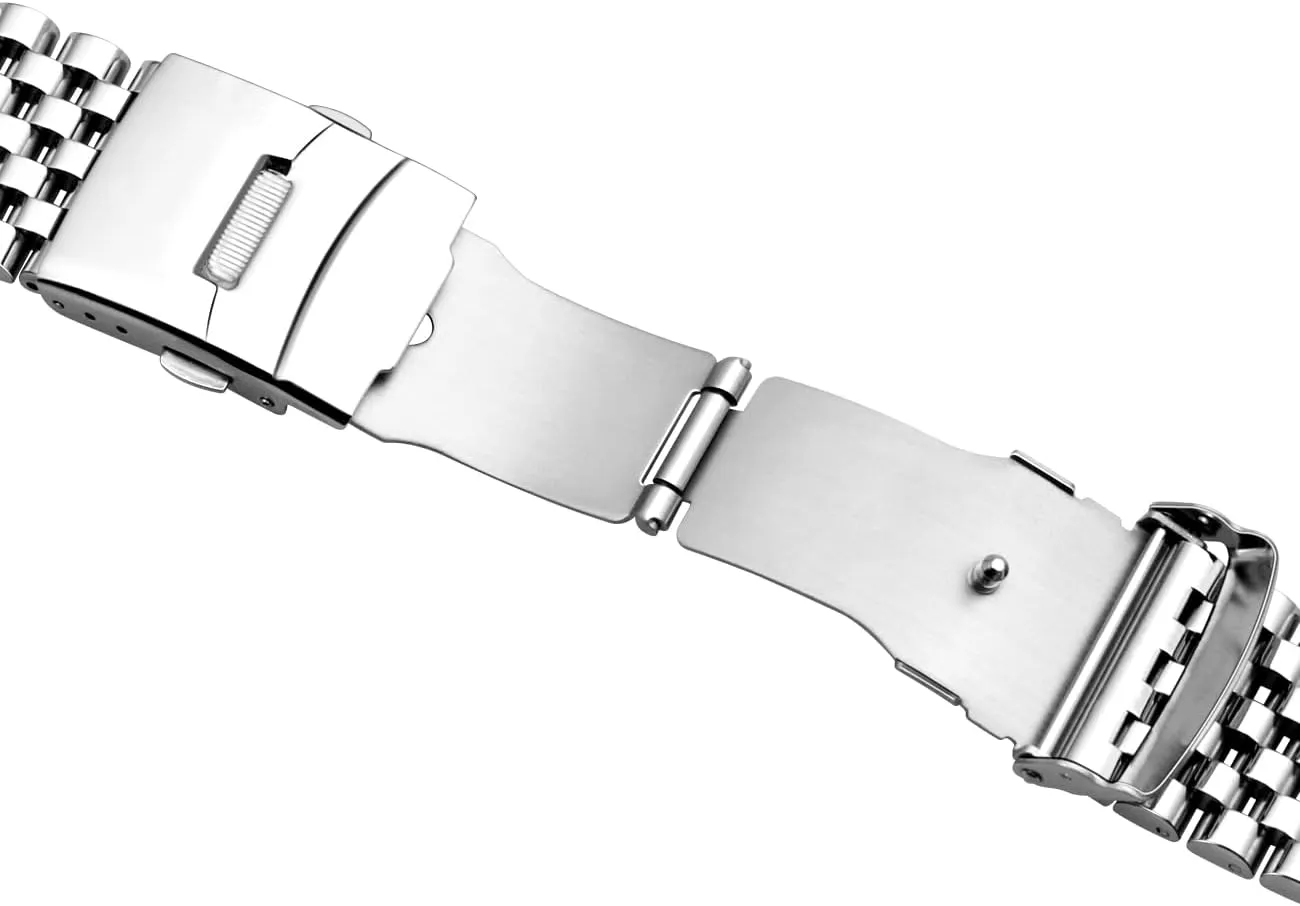 Polished Brushed Watch Bands for Men Women, Metal Quick Release Watch Strap Watch Bracelet with Deployment Double maximum Folding Buckle Juntan Stainless Steel Watch Band 20mm 22mm, 7 Half Beads 