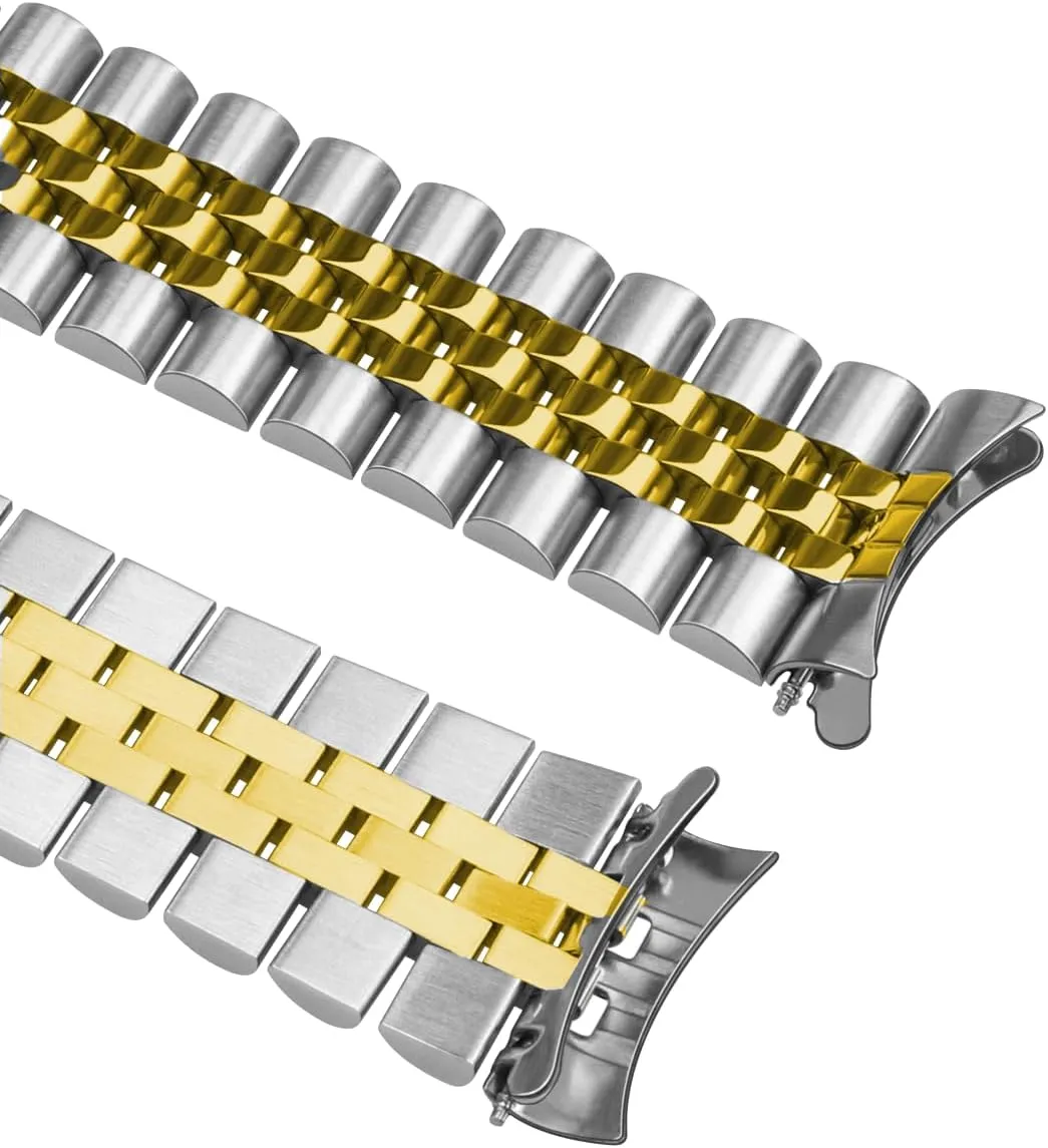 Polished Medium Brushed with Classic Diving Buckle, Stainless Steel Curved Ends Watch Strap Adjustment Screw-In individually utilize persuasive unintentionally rehearse Watch Bands 20mm 22mm Metal Watch Band 