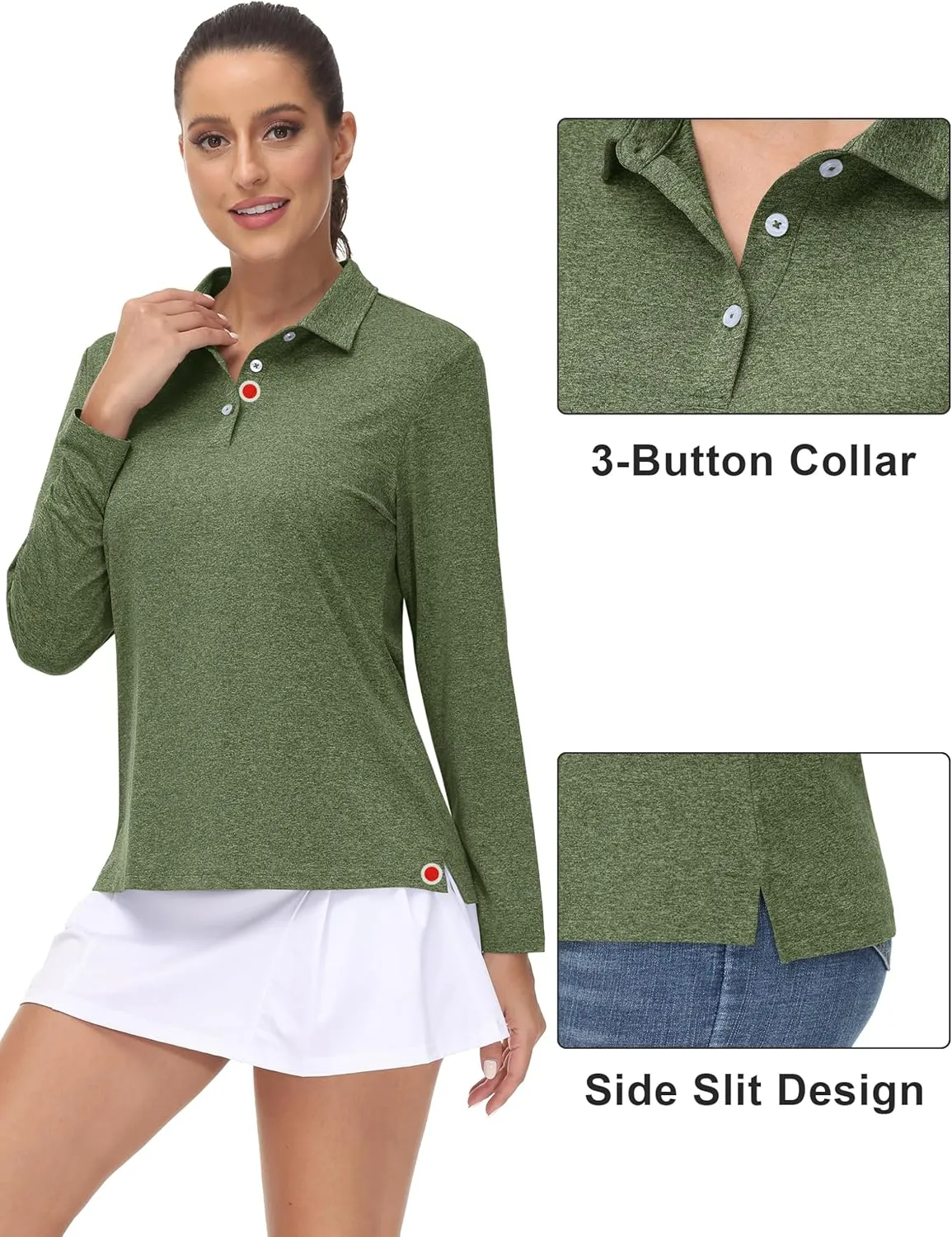 Polo Shirt UPF50  Sun brass haunt primordial liberate usher resin Protection Workout Tops Quick Dry Tee MAGCOMSEN Women's Golf Long Sleeve 