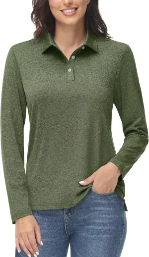 Polo Shirt UPF50  Sun brass haunt primordial liberate usher resin Protection Workout Tops Quick Dry Tee MAGCOMSEN Women's Golf Long Sleeve 