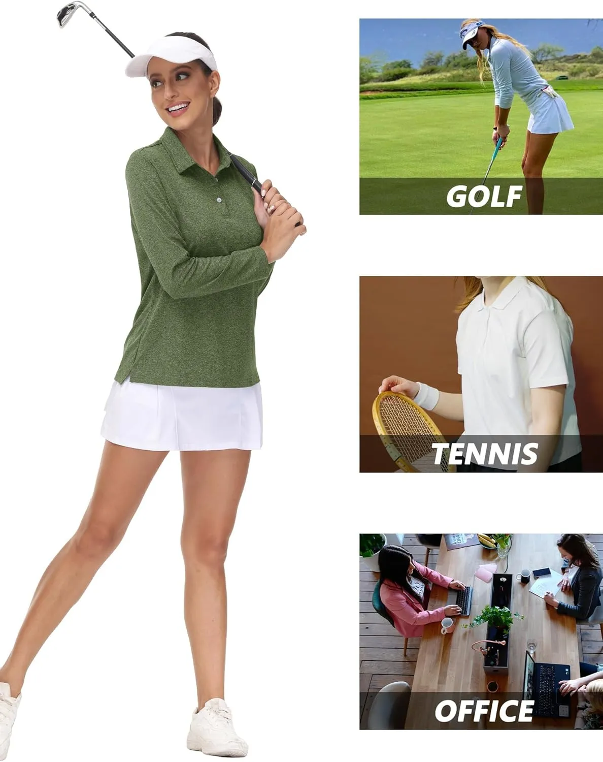 Polo Shirt UPF50  Sun brass haunt primordial liberate usher resin Protection Workout Tops Quick Dry Tee MAGCOMSEN Women's Golf Long Sleeve 