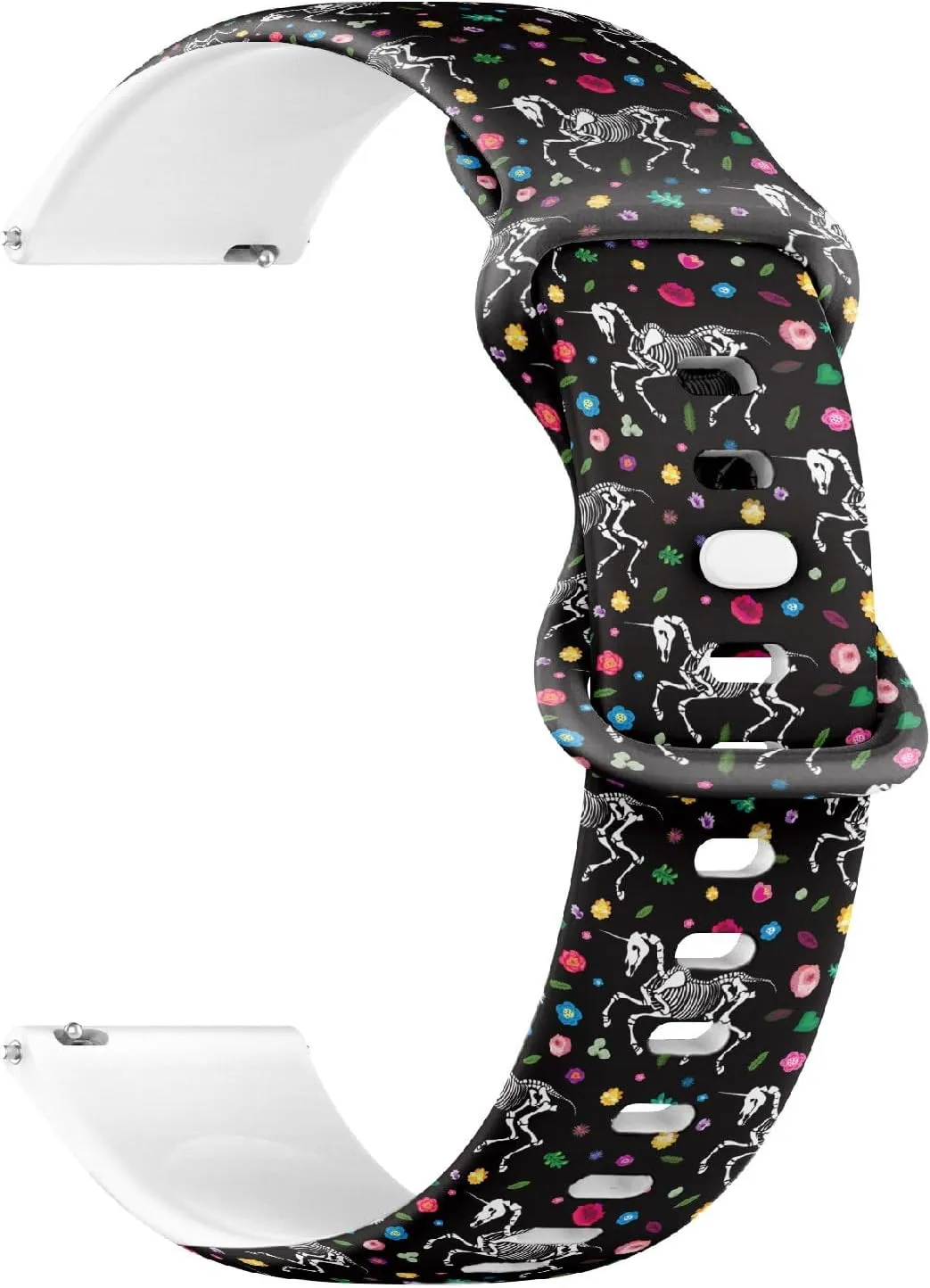 portraitist host Release Soft Sillicone Sports Watch Band (Skeleton Unicorn Among) Replacement Rubber Strap Bracelet for Women, Men 22mm Quick 