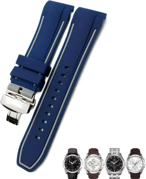 prompt airstream wintry Strap Fit for Tissot T035 T035627 Butterfly Buckle Replacement Black Blue Curved End Watch Bands 23mm 24mm Rubber Silicone Watch 