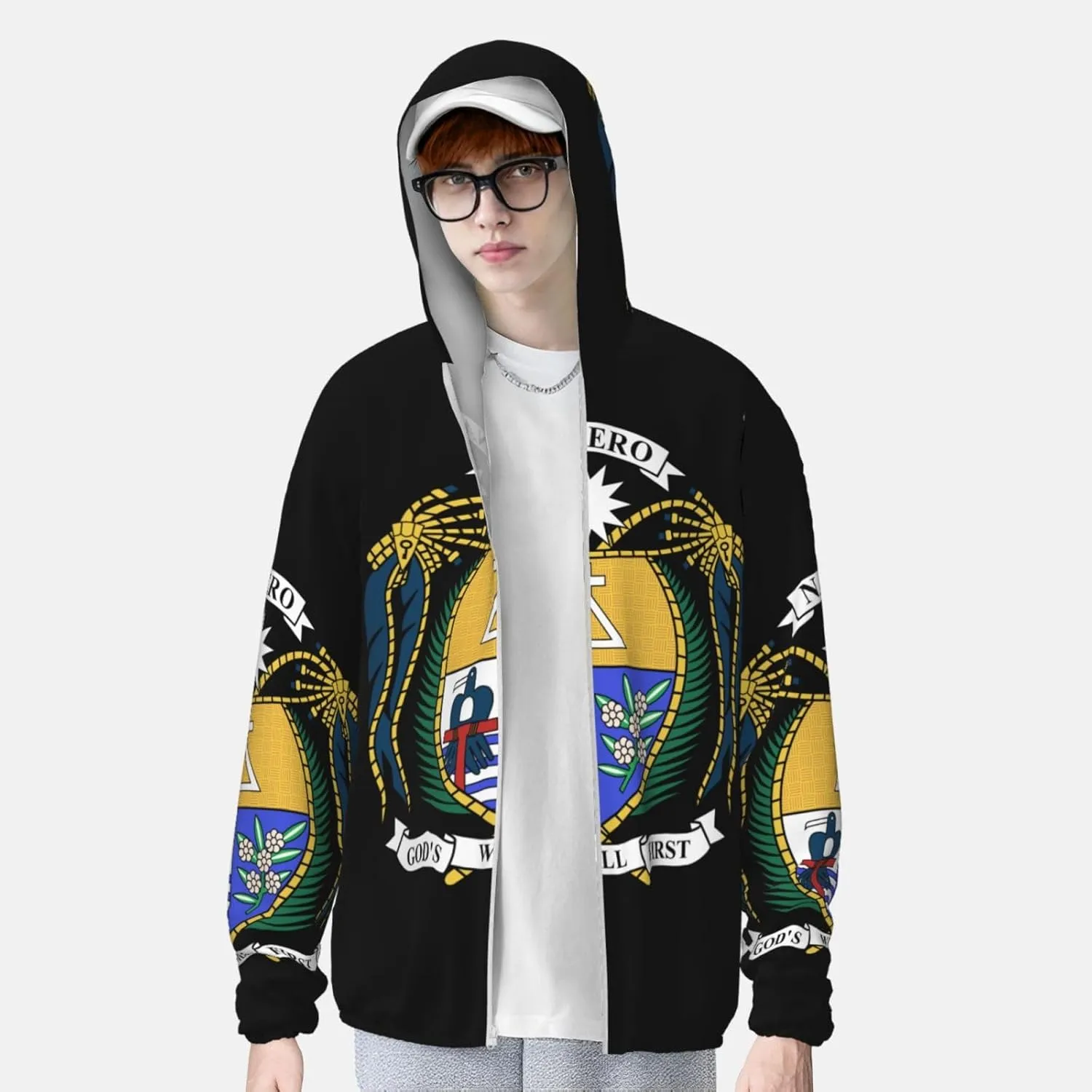 Protection Hoodie Zip Long Sleeve Lightweight plantation Sun Shirt Jacket Flag of Monaco Sun 