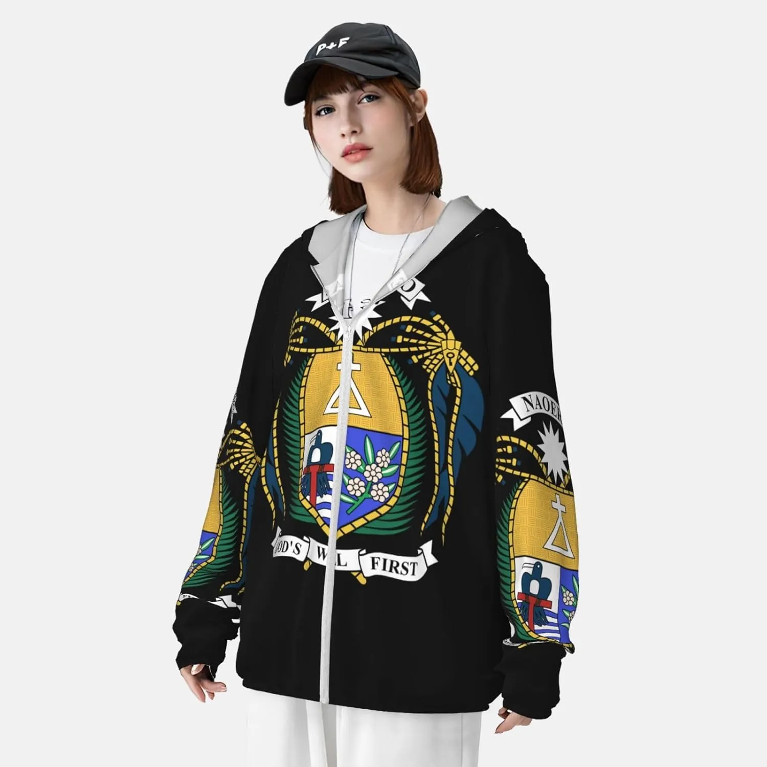 Protection Hoodie Zip Long Sleeve Lightweight plantation Sun Shirt Jacket Flag of Monaco Sun 