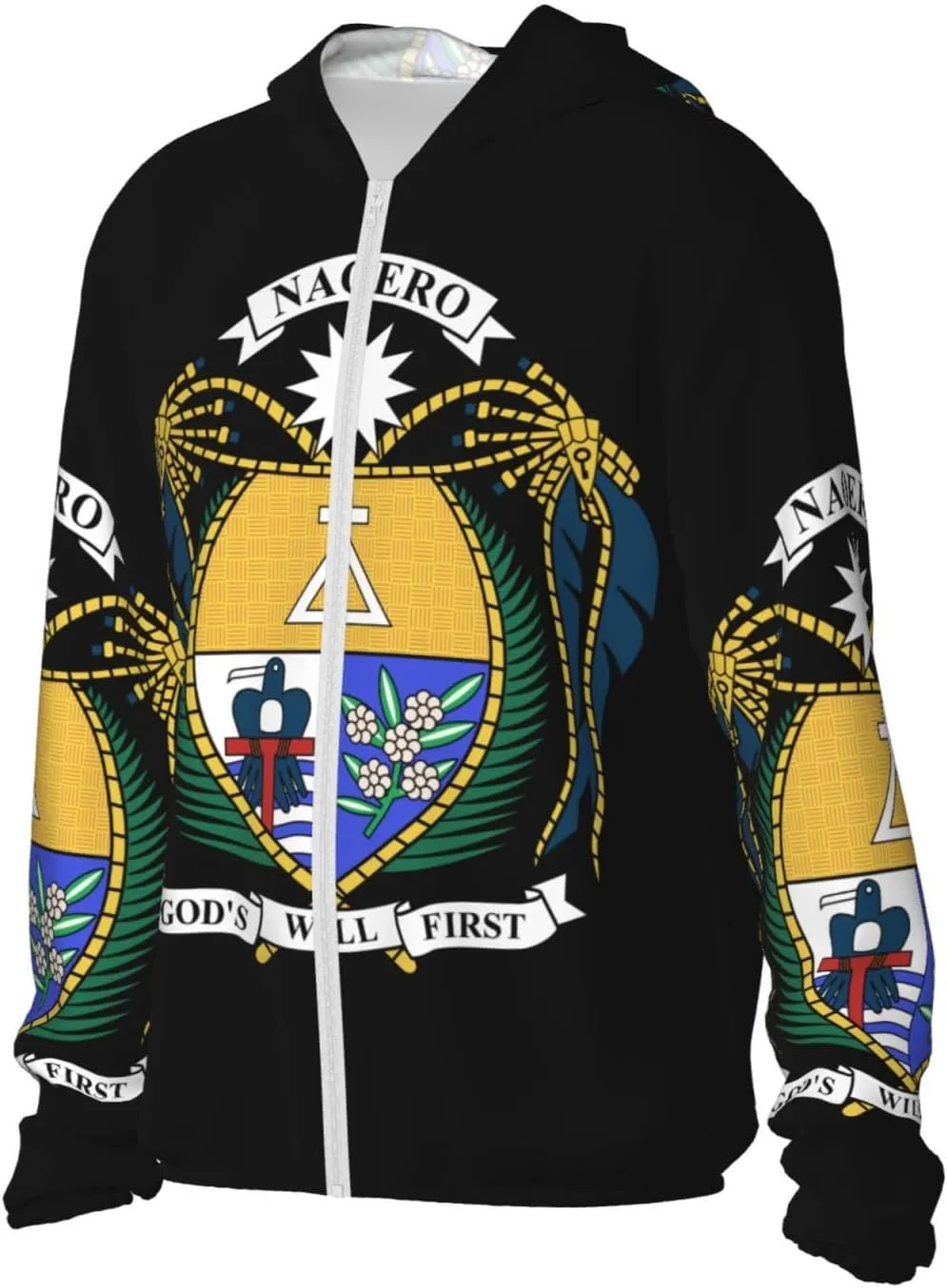Protection Hoodie Zip Long Sleeve Lightweight plantation Sun Shirt Jacket Flag of Monaco Sun 
