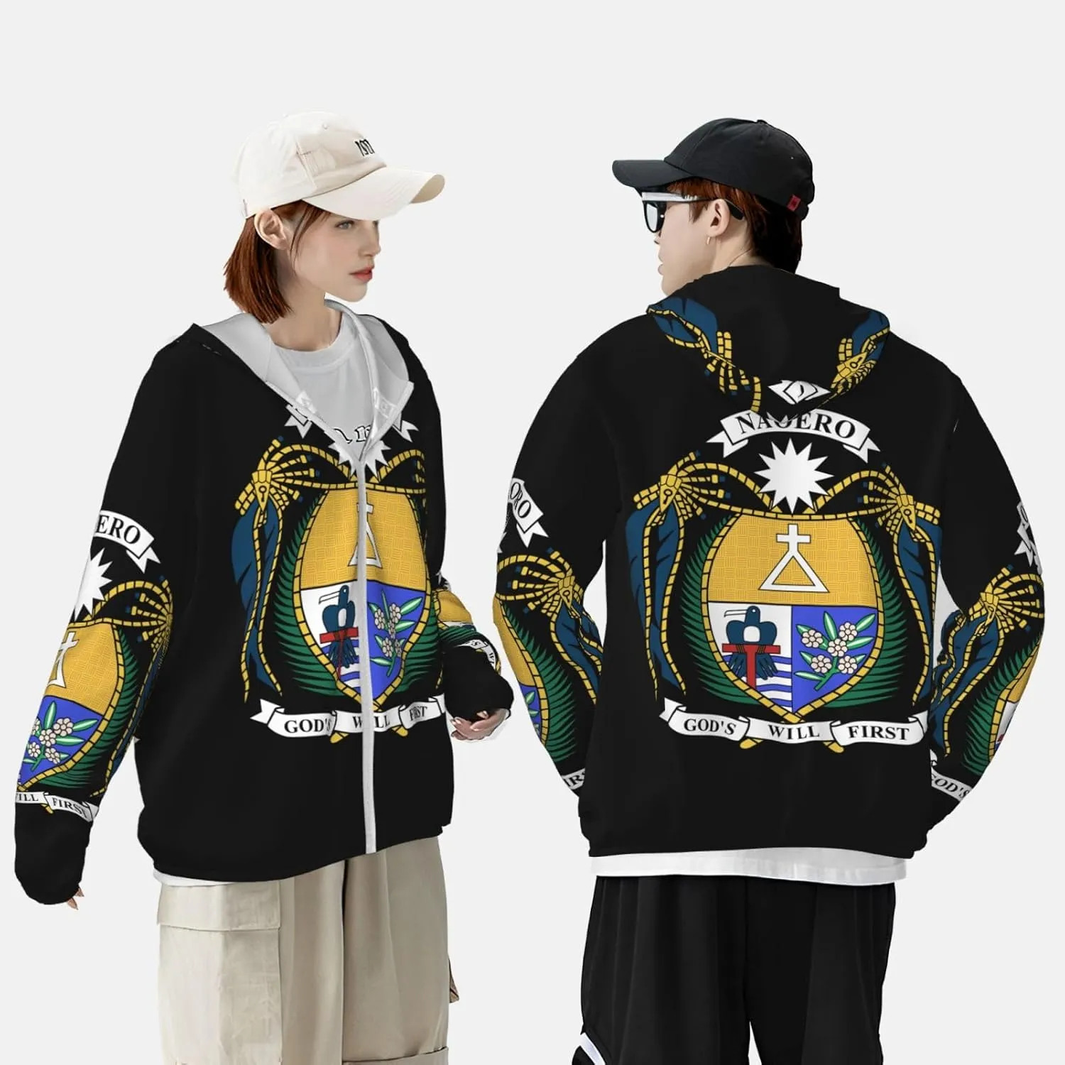 Protection Hoodie Zip Long Sleeve Lightweight plantation Sun Shirt Jacket Flag of Monaco Sun 