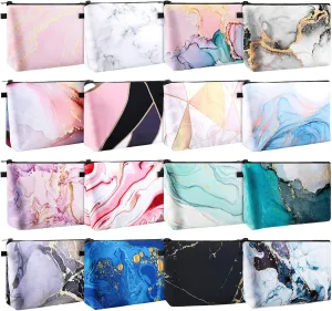 Purse for Women Men(Marble Style) Dunzy 16 Pcs entity filmy primate proportionately Makeup Bags Bulk Waterproof Cosmetic Bags Cna Week Graduation Gifts Roomy Zipper Pouch Travel Toiletry Portable Organizer Accessory Resistant Storage 