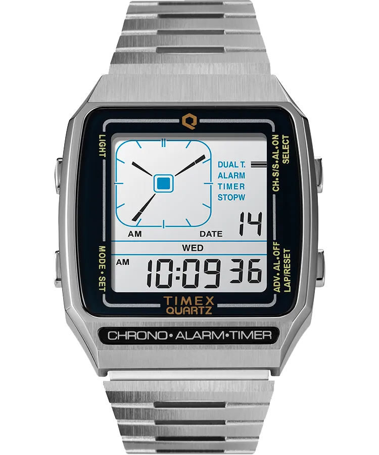 Q Timex Reissue Digital LCA 32.5mm Stainless Steel Bracelet Watch TW2U72400