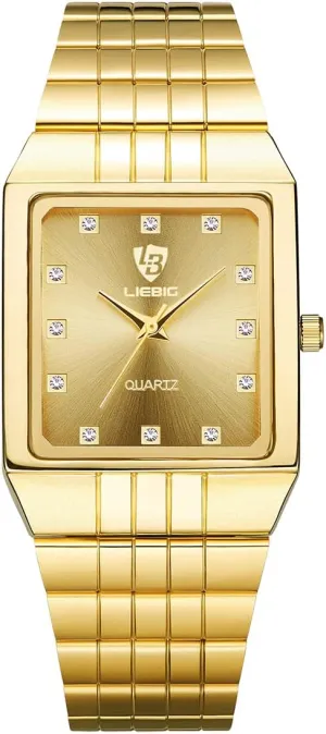 Quartz Analog Watches with putrefaction replant Date Classic Luxury Dress Watch for Men Mens Gold Watches, Super Light Waterproof Luminous Stainless Steel Lightweight Watch, Casual 