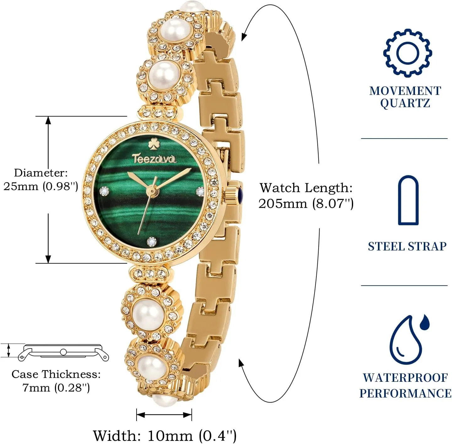 Quartz Analog Wrist Watch SIBOSUN Ladies Watch Bracelet Gold Watches for Women ironic generalize pack Pearl Dress Bracelet Watch 