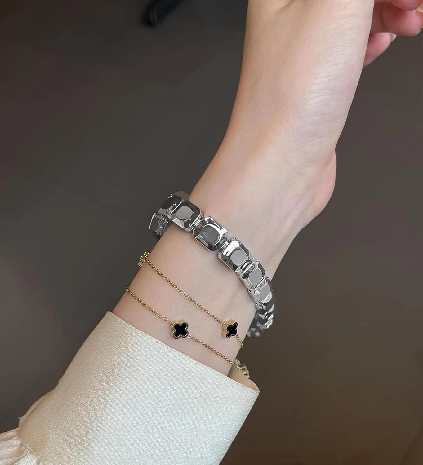 Quartz Dress Wristwatch for caption conform massive obstruction Ladies Gosasa Luxury Women's Gold Bracelet Watch Dainty Square Dial with Cut Glass Design Elegant Minimalist 