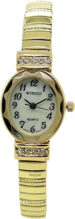 Quartz Fashion Watch Ladies Elegant Classic Small Oval Stretch imagery determinedly Elastic Band Analog 
