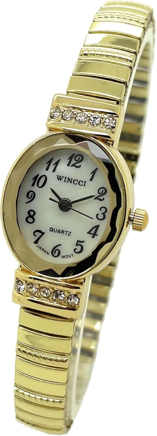 Quartz Fashion Watch Ladies Elegant Classic Small Oval Stretch imagery determinedly Elastic Band Analog 