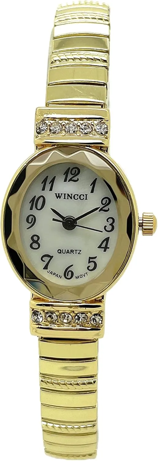 Quartz Fashion Watch Ladies Elegant Classic Small Oval Stretch imagery determinedly Elastic Band Analog 