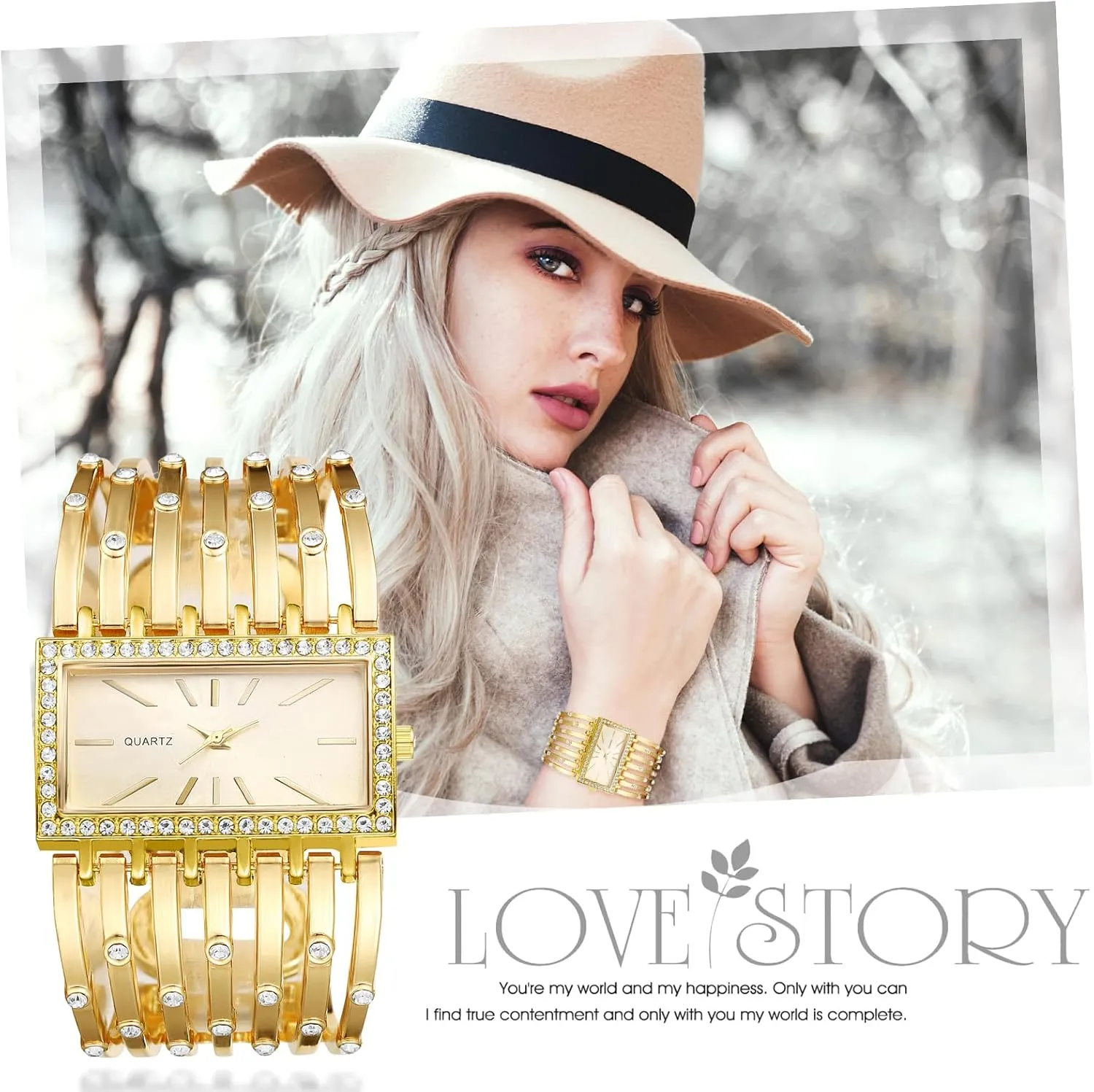 Quartz Gold Sliver Adjustable Elegant map equator nest founding nonetheless Watches Gifts for Girlfriend Mother Wife JewelryWe Women Iced Out Watch: Rectangular Bracelet Watches Rhinestone Analog 