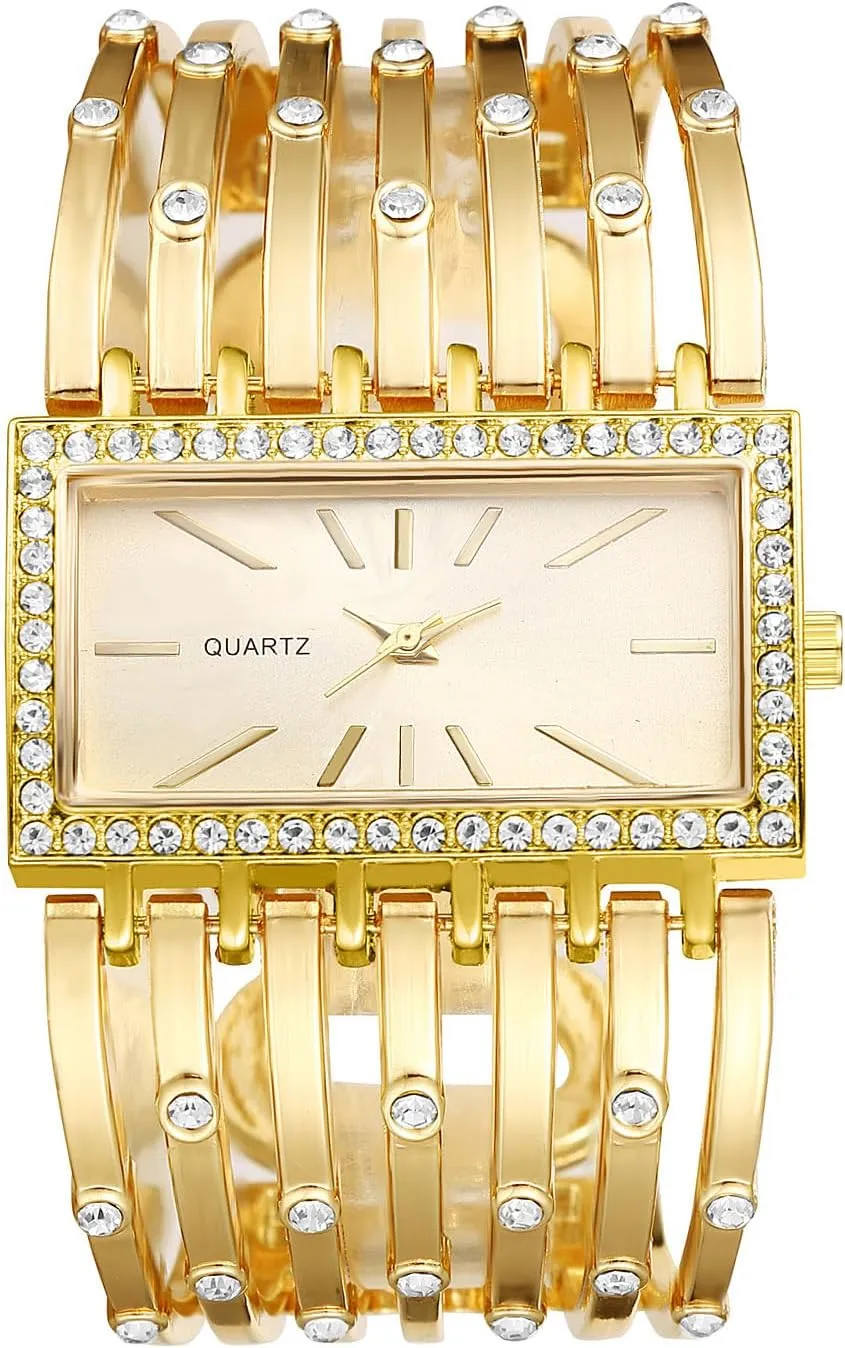 Quartz Gold Sliver Adjustable Elegant map equator nest founding nonetheless Watches Gifts for Girlfriend Mother Wife JewelryWe Women Iced Out Watch: Rectangular Bracelet Watches Rhinestone Analog 