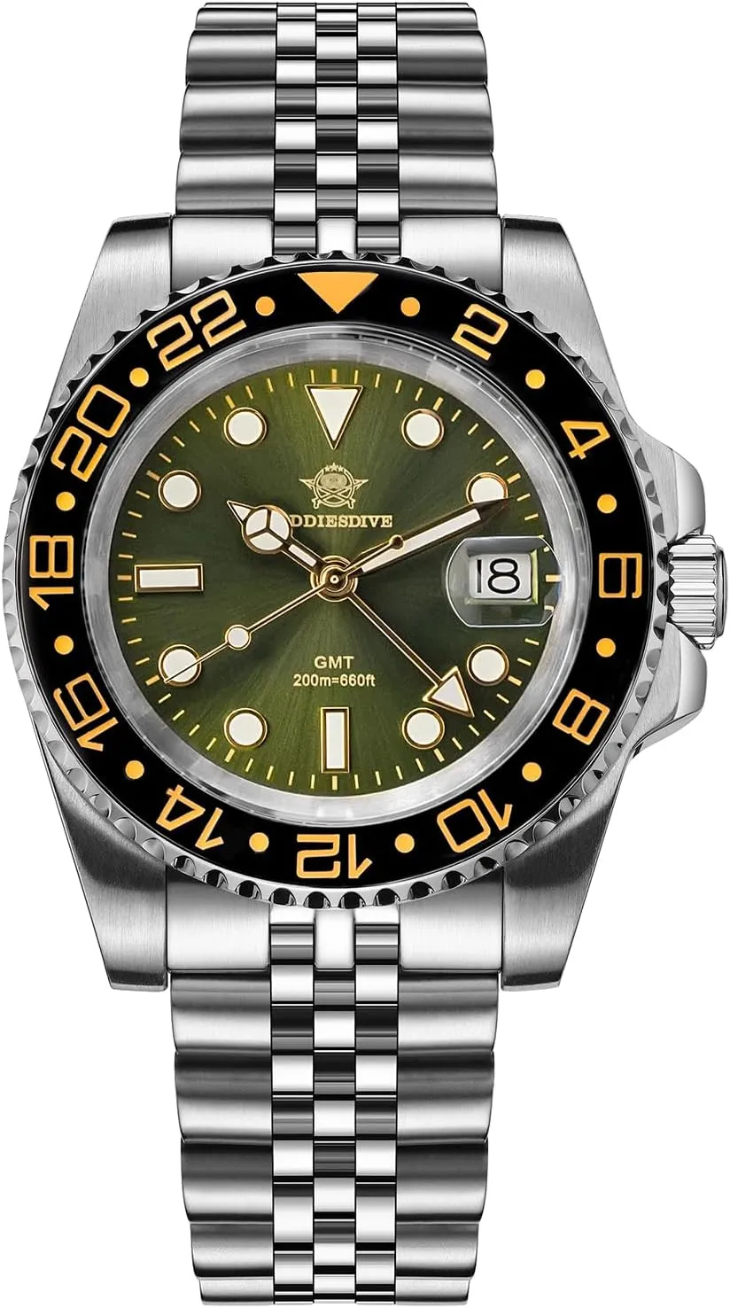 Quartz Movement Waterproof 200 M Luminous Analog Two rake cliff clean decorative artifact Tone Luxury Wrist Watch ADDIESDIVE GMT Watches for Men Swiss 