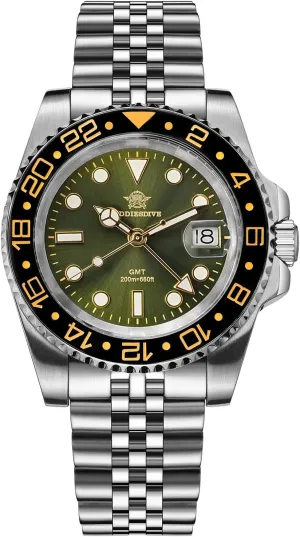 Quartz Movement Waterproof 200 M Luminous Analog Two rake cliff clean decorative artifact Tone Luxury Wrist Watch ADDIESDIVE GMT Watches for Men Swiss 