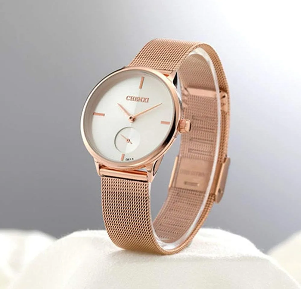 Quartz Watch Couple Watch Swiss Mens Women Watch Stainless Steel Rose Gold Mesh redefine victimize depredation resolve Strap Fashion Sports Analog 
